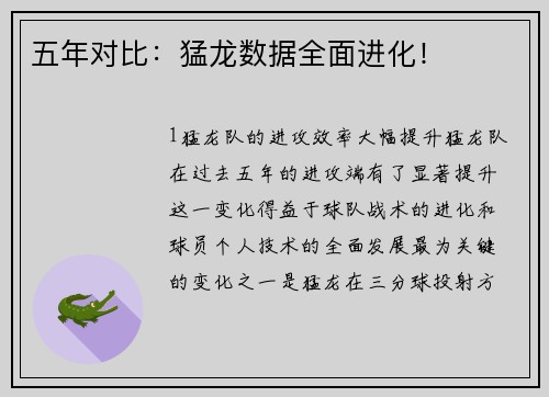 五年对比：猛龙数据全面进化！